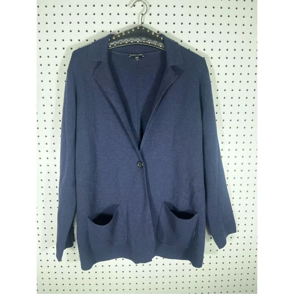 Eileen Fisher Washable Merino wool cardigan sweater size L